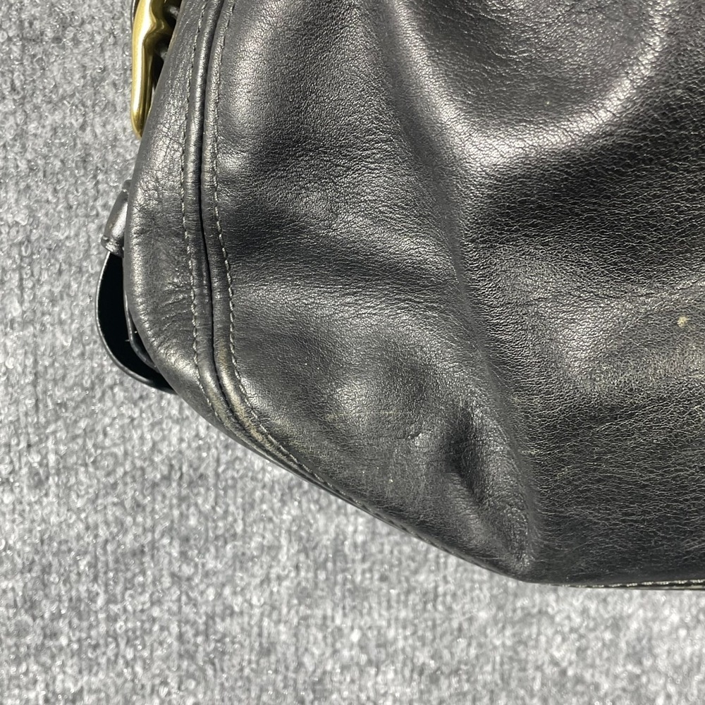 VTG Coach Purse Hobo Black Zoe Leather Cross Body Bag Brass Heavy Charm Tag Y2K - Picture 10 of 16